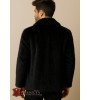 Vyriškas juodas natūralaus avikailio paltas