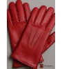 Raudonos natūralios odos pirštinės