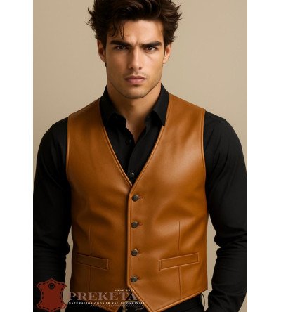 Vyriška liemenė iš natūralios odos su sagomis