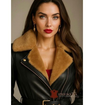 Moteriškas klasikinis paltas su audinės apykakle