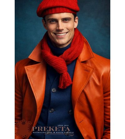 Itališkas (vyriškas) natūralios odos paltas su pašiltintu pamušalu