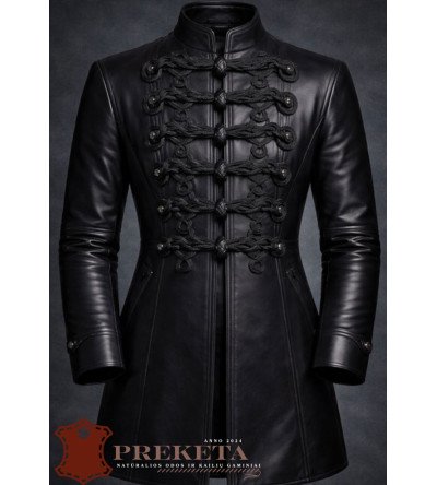 Itališkas (rankų darbo) unisex natūralios odos paltas su pašiltintu pamušalu