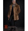 Itališkas vyriškas natūralaus leopardo kailio paltas su pašiltintu pamušalu