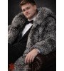 Itališkas vyriškas natūralaus sidabrinės lapės kailio paltas su šilko pamušalu