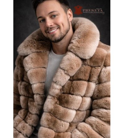 Vyriškas itališkas natūralaus šinšilos kailio paltas su pašiltintu šilko pamušalu