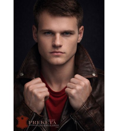 Itališka (bordo spalvos) vyriška natūralios odos striukė su pašiltintu šilko pamušalu