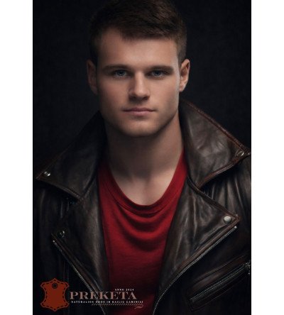 Itališka (bordo spalvos) vyriška natūralios odos striukė su pašiltintu šilko pamušalu