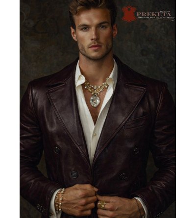 Vyriškas bordo spalvos natūralios odos švarkas – paltas (lietpaltis)