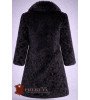 Juodas vyriškas natūralios audinės kailio paltas