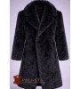 Juodas vyriškas natūralios audinės kailio paltas