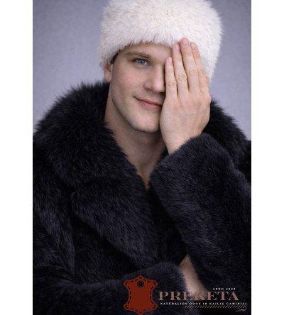 Vyriška balta arktinės lapės kailio kepurė