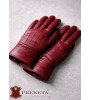 Vyriškos natūralios odos burgundiškos spalvos pirštinės